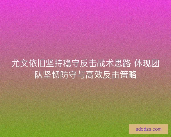 尤文依旧坚持稳守反击战术思路 体现团队坚韧防守与高效反击策略