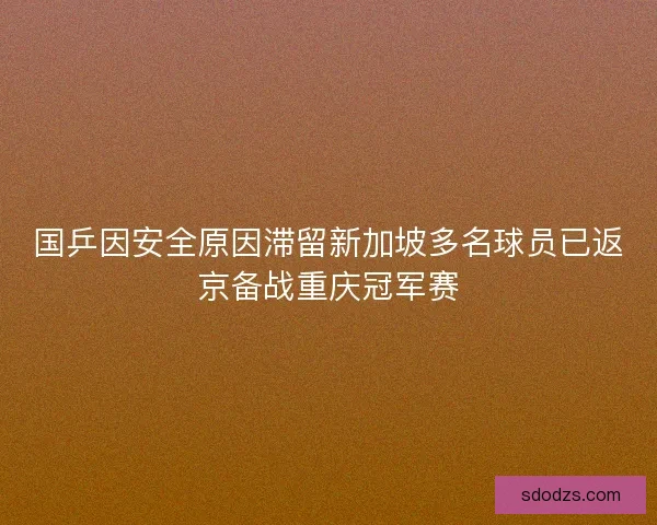国乒因安全原因滞留新加坡多名球员已返京备战重庆冠军赛