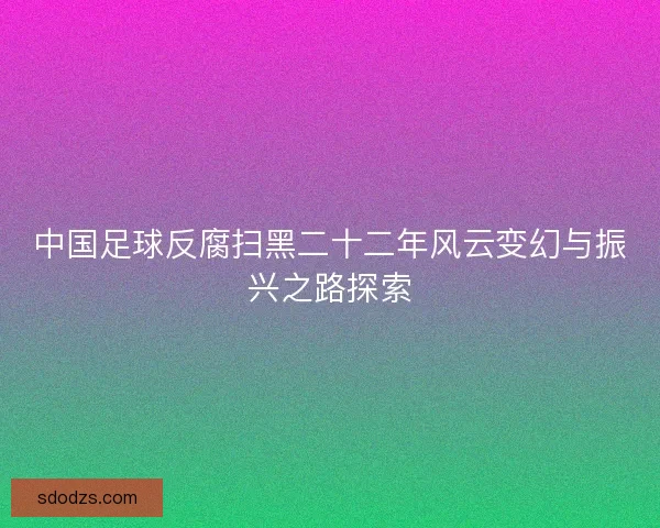 中国足球反腐扫黑二十二年风云变幻与振兴之路探索