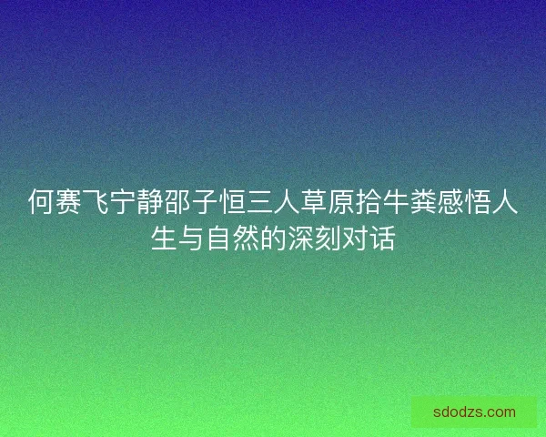 何赛飞宁静邵子恒三人草原拾牛粪感悟人生与自然的深刻对话
